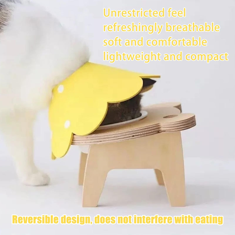 Adjustable Cat Recovery Collar, Soft Elizabethan Protective Cone for Cats After Surgery, Cute Sunflower Design, Comfortable Skin-Friendly EVA Collar to Prevent Licking Wounds (Fits 17-27cm Neck)