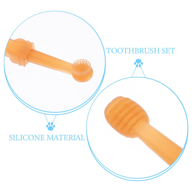 1Set Silicone Toothbrush for Cats and Dogs Double-Headed Pet Toothbrush Kit Soft Material for Gentle Cleaning for Small Dogs and Puppies Promotes Oral Health