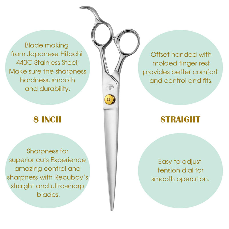 Gold Mantis Professional Dog Shears,8.0" Straight Shear For Thick Long Hair Large Dog Cat 8 Inch Straight - PawsPlanet Australia