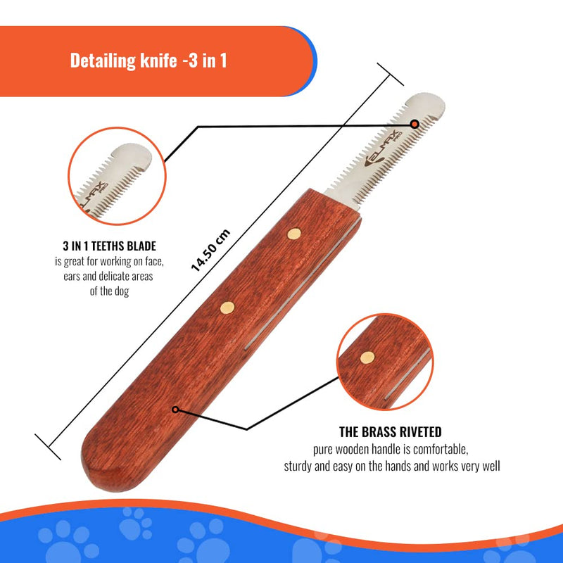 Professional Stripping Knife for Dogs (Pack of 6), Best for Removing Unwanted Undercoat, Blades are Made of Stainless Steel with Wooden Handle Grip (Right-Handed, Rosewood) Pack of 6 Rosswood - PawsPlanet Australia