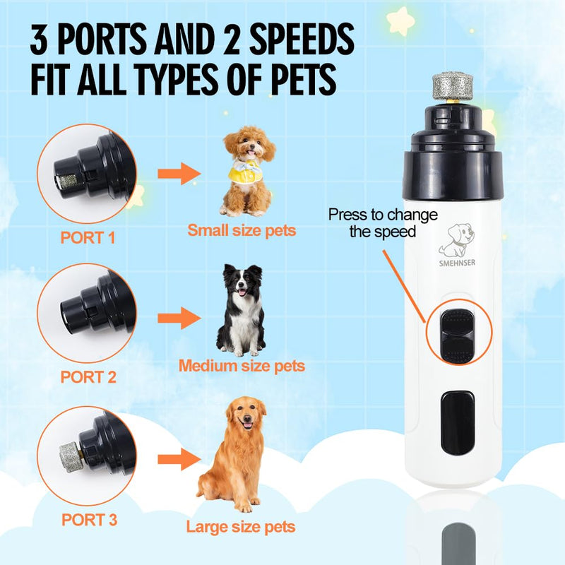 Abnaok Huesom Silent Groom Pro for Dogs, Dog Nail Grinders,Pet Nail Grinder with Led Lights, Rechargeable USB Charging,with Replacement Grinding Heads for Dogs, Cat - PawsPlanet Australia