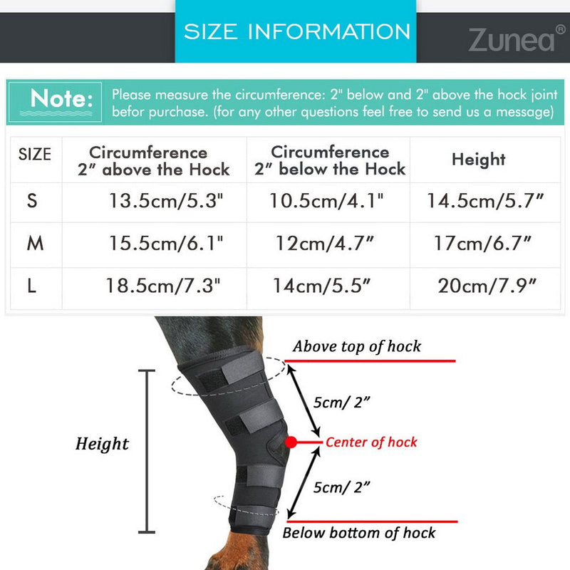 Zunea Dog Canine Rear Leg Hock Joint Brace 2Pack Hind Leg Wrap Protector and Extra Supportive, Leg Hock Joint Compression Sleeve for Wound Injury and Sprain Healing of Arthritis - (Black, L) Black