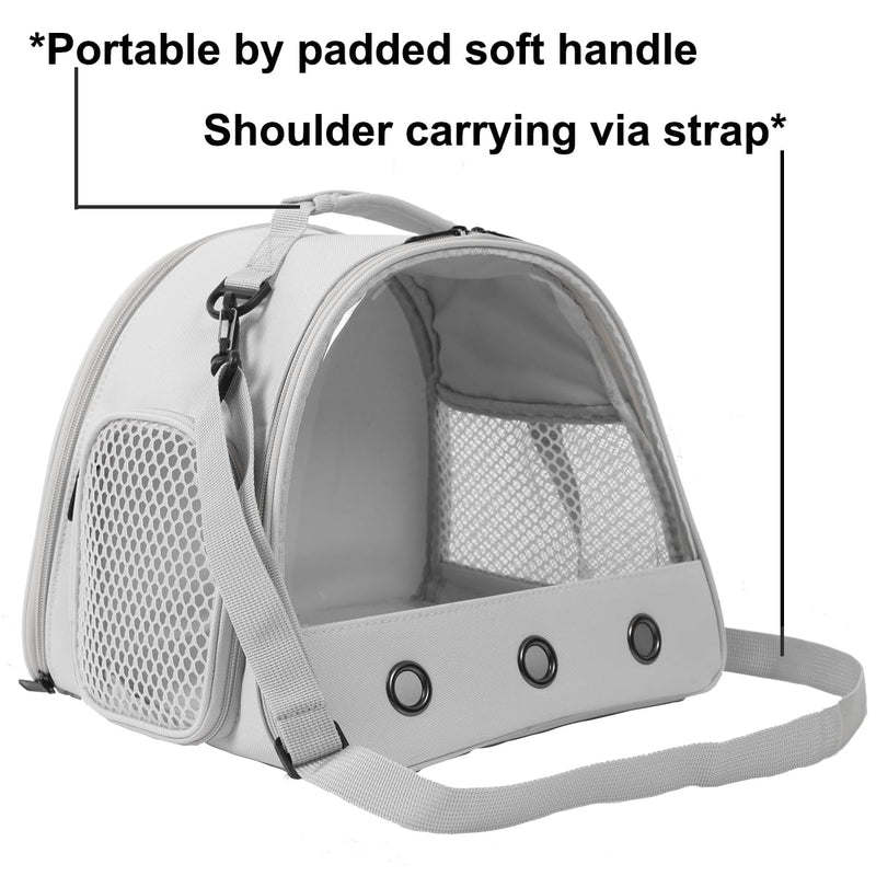 Pet Travel Carrier with Absorbent Pad Set, Pee Pad with Leak-Proof Quick-Dry Design for Bearded Dragon,Portable Guinea Pig Bag for Sugar Glider,Hedgehog,Rat,Bunny,Rat,Outdoor Used Grey TPU Carrier+NP