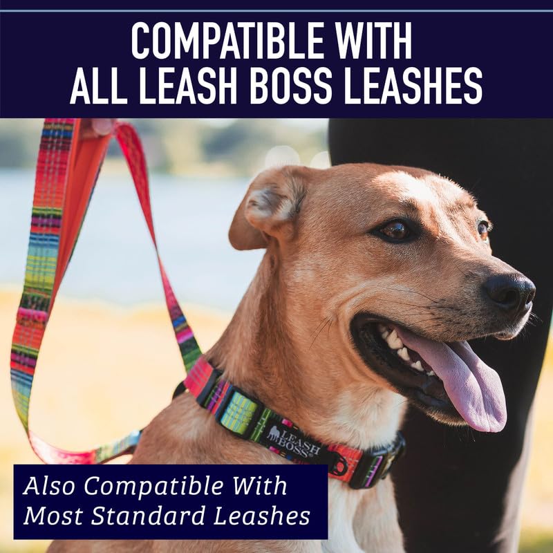 Leash Boss Patterned Reflective Dog Collar, Pattern Collection, Colorful Dog Collar with Triple Reflection Threads for Small, Medium and Large Dogs (Medium 13.5"-19.5" Neck x 1" Wide, Wave Pattern) Medium (13.5-19.5" Neck x 1" Wide) blue - PawsPlanet Australia