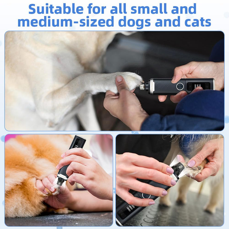Dog Nail Grinders Upgraded Super Silent Cat Claw Nail Clippers 3-Speed Electric Pet Electric Nail File Nail Scissors Nail Trimmer File with 2 LED Lights for Small to Large Dogs(Navy Blue) Pet Nail Filer-m8-navy Blue - PawsPlanet Australia