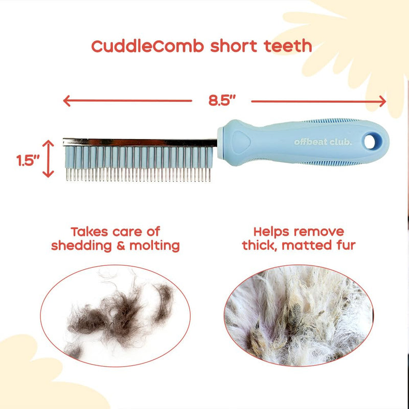 GuineaDad CuddleComb - Pet Brush for Dogs, Cats, Rabbits, and Guinea Pigs - Rubber Grip, Silicone Bands for Shedding, Molting, and Shiny Coat (Short) Short - PawsPlanet Australia