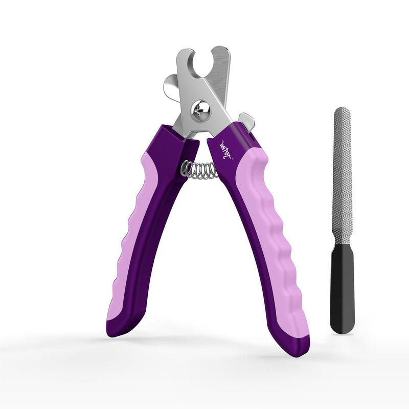 WePet Dog Nail Clippers, Dog Nail Trimmer Large Breed with Quick Sensor, Razor Sharp Blade Professional Pet Nail Clipper with Safety Guard and Nail File, Purple #08 Purple