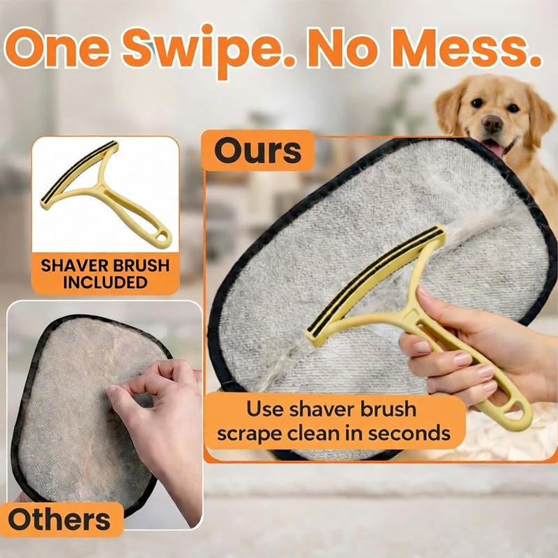2 Pack Electrostatic Pet Hair Remover Glove with Cleaning Brush for Cats & Dogs, 2026 Upgraded Reusable 5-Finger Grooming Gloves – Magic Brush Tool for Furniture, Couch, Carpet, Car & Clothing (Black) - PawsPlanet Australia