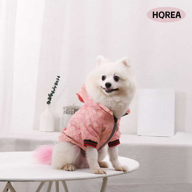 Dog Hoodie Luxury Dog Clothes Winter Puppy Jacket Classic Designer Pet Clothes Coat French Bulldog Teddy Pug Pink XL - PawsPlanet Australia