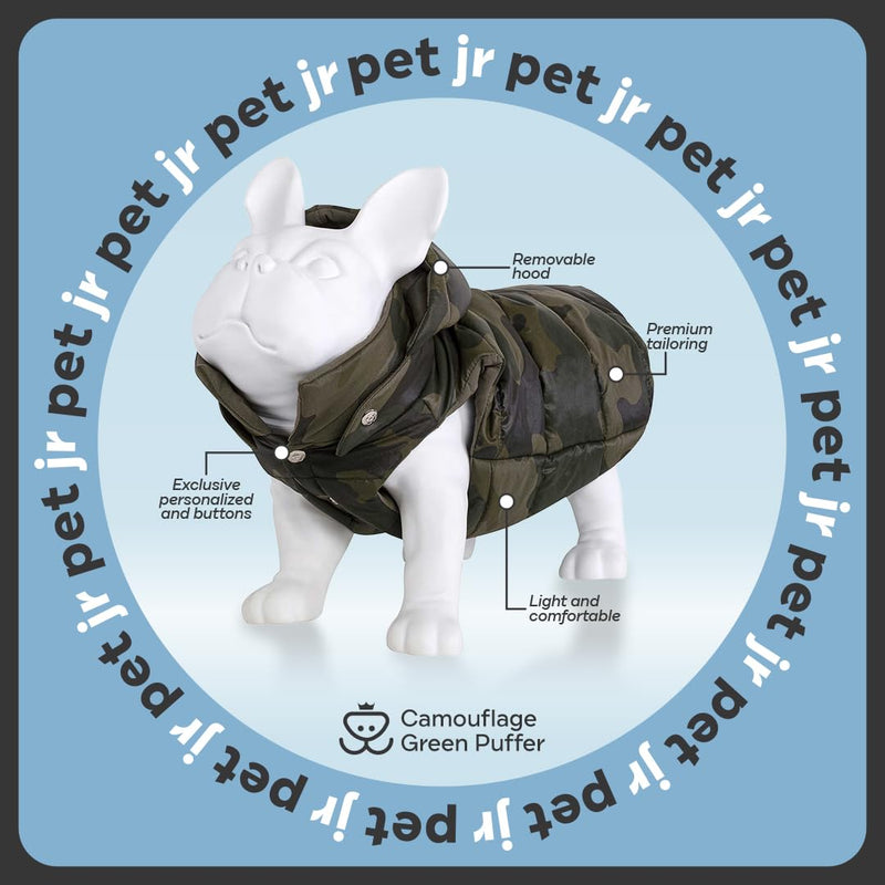 Green Camouflage Puffer Vest for Dogs and Cats with Removable Hood Winter Dog Jacket Windproof Cold Weather Pet Clothing (Medium) Medium - PawsPlanet Australia