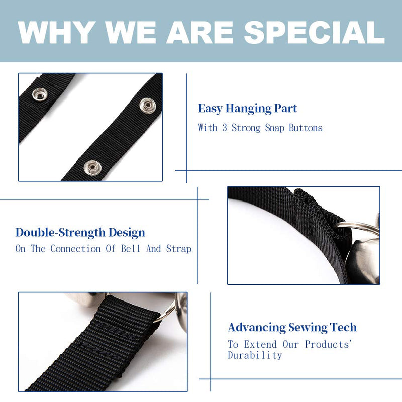 4 pcs set Dog Doorbell for Potty Training. Perfect Choice for Communication with Your Puppy/Dog/Pets. 3-level Adjustable Length with Premium Quality. (Black+Black) Black+Black - PawsPlanet Australia