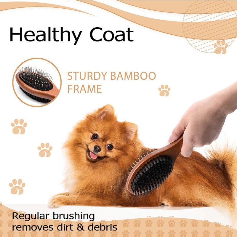 Double-Sided Pet Slicker Brush for Dogs and Cats - Professional Grooming Comb with Pins and Bristles - Ideal for Long and Short Hair - Shedding and Tangle Removal - Durable and Gentle Brush - PawsPlanet Australia