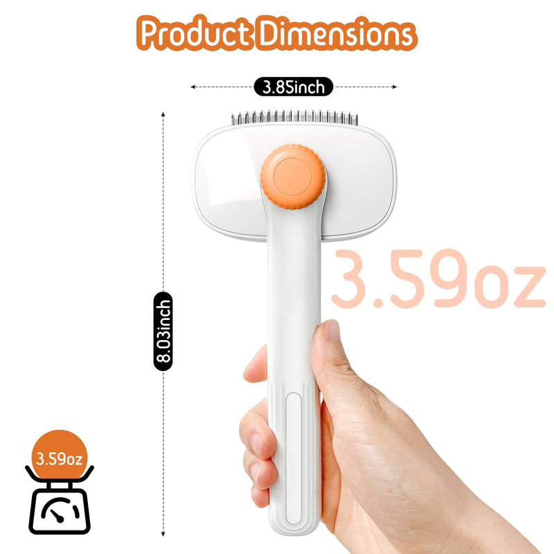 Self Cleaning Slicker Brush, 2-in-1 Cat Brush for Shedding, Skin Friendly Grooming Tool for Long & Medium-Long Hair Pets, Adjustable Bristle Length with Dematting Comb for Cats, Dogs (Orange) Orange - PawsPlanet Australia