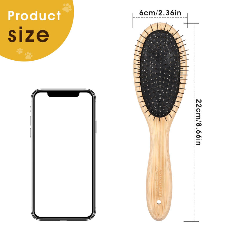 cobee Stainless Steel Pin Dog Brush, Bamboo Handle Grooming Brush 20mm Round Pins Airbag Pet Comb Professional Dog Pin Brush Fur Shedding Comb for Long or Short Hair Cat Dog - PawsPlanet Australia