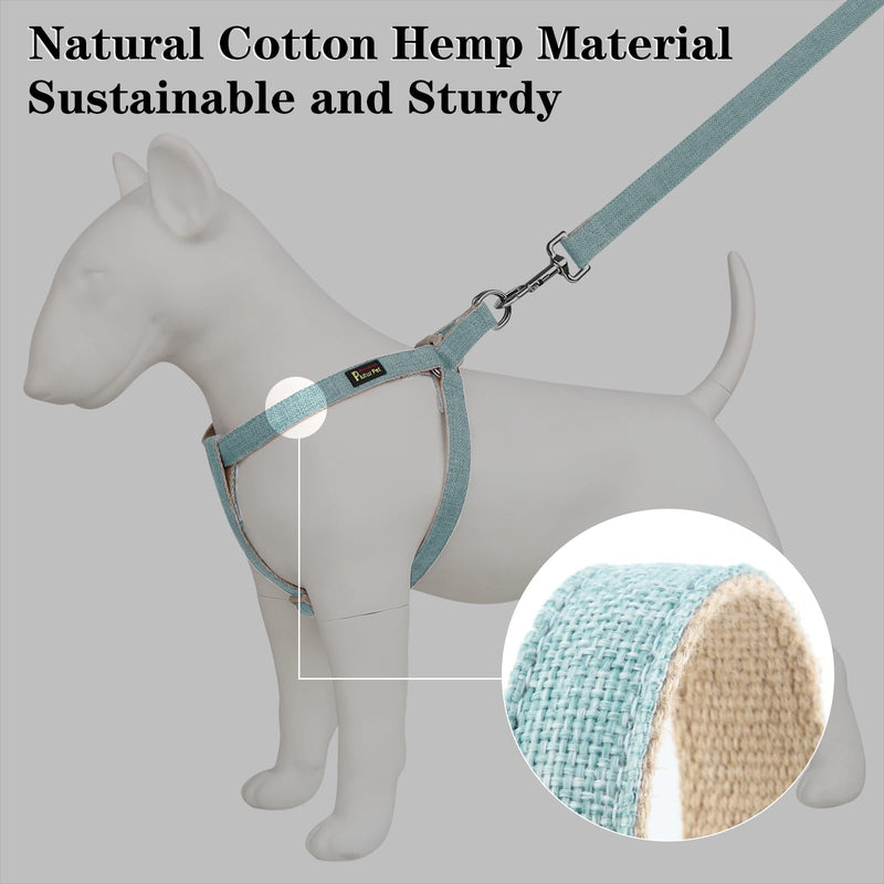 Plutus Pet Cotton Hemp Step in Dog Harness, Sustainable, Lightweight and Escape-Proof, Quick Fit Dog Harness for Puppy Small Medium and Large Dogs, Light Blue, XS - PawsPlanet Australia