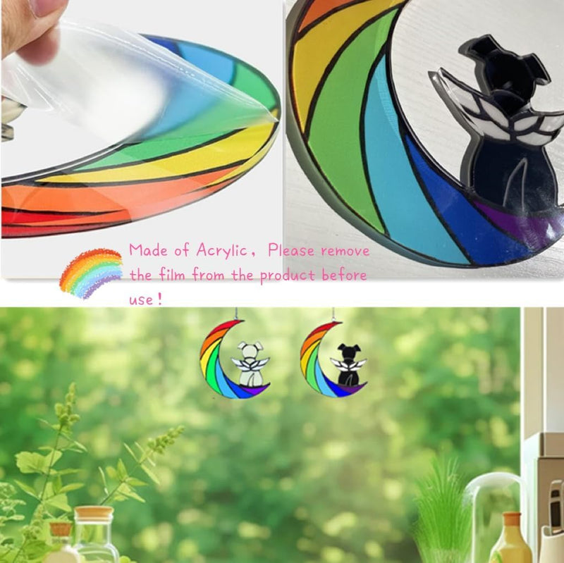 Dog Memorial Gifts for Loss of Dog,Dog Memorial Sun Catcher, Pet Loss Sympathy Gift,Dog Death Sympathy Gifts,Rainbow Bridge Dog Memorial Gifts,Pet Memorial Gifts for Dogs Loss of Dog Rainbow-black dog - PawsPlanet Australia