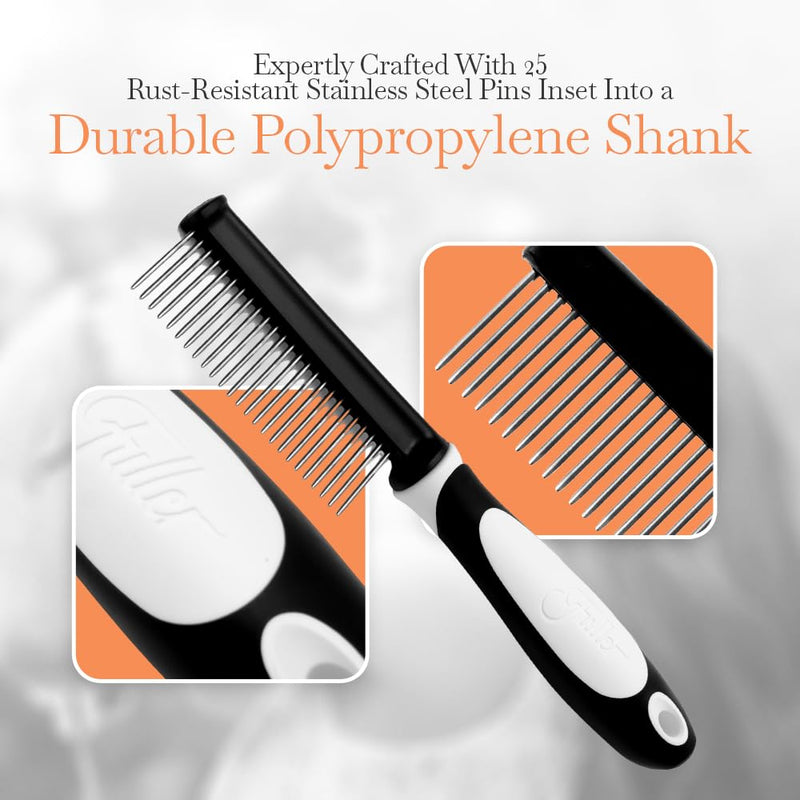Fuller Brush Single-Sided Pet Comb - 25 Rust-Resistant Stainless Steel Pins - Ergonomic Rubberized Easy Grip Handle - Remove Tangles, Mats & Reduce Loose Hair - Tool for Grooming Dogs & Cats - PawsPlanet Australia