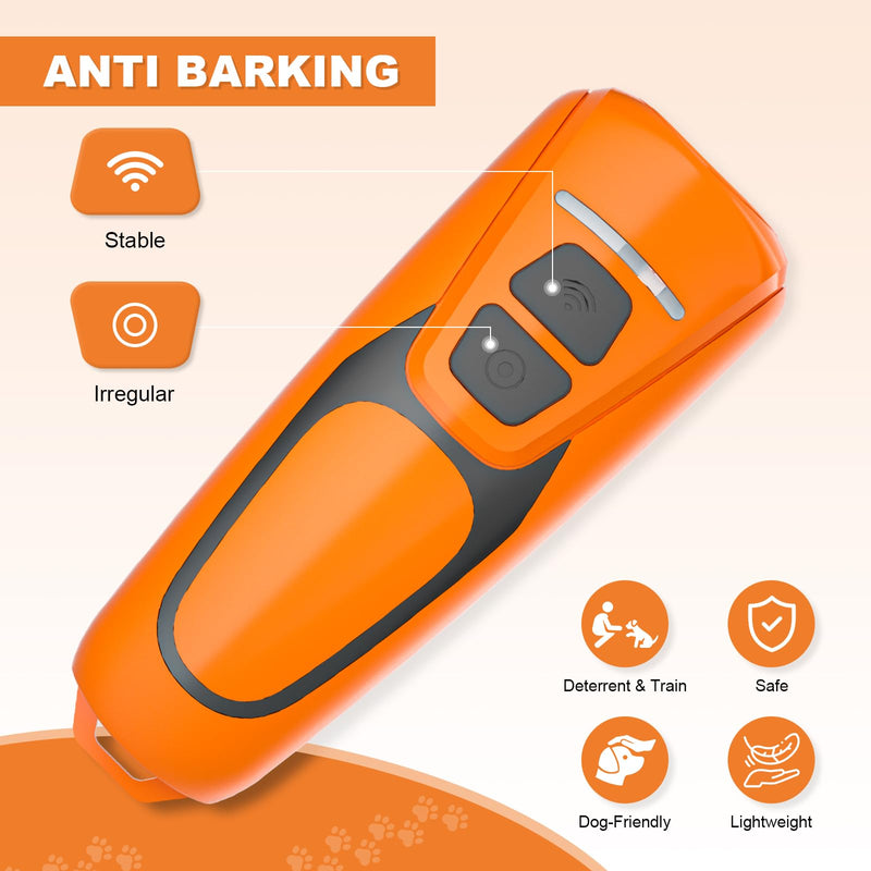 Dog Bark Deterrent Devices, Ultrasonic Anti Barking Device for Dogs, Up to 50FT Long Range Rechargeable Bark Control Safe for Dogs & Human Portable Indoor Outdoor, Dog Training & Behavior Aids 4.5 x 2 x 1 inches Orange - PawsPlanet Australia