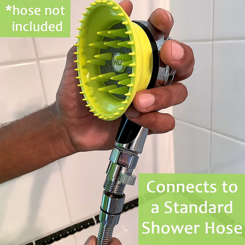 WD Handheld Shower Brush with On/Off Switch and Water Pressure Control | Shield Water While Brushing and Washing Simultaneously | Dog Washing Shower Attachment Deluxe - PawsPlanet Australia