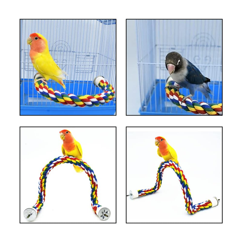 Bird Perch Rope Colorful Bird Spiral Rope Practical Parrot Toy Parrot Climbing Rope Cotton Rope Swing Bird Ladder Bridge for Large Medium Small Parrots (24 Inch) 24 Inch - PawsPlanet Australia