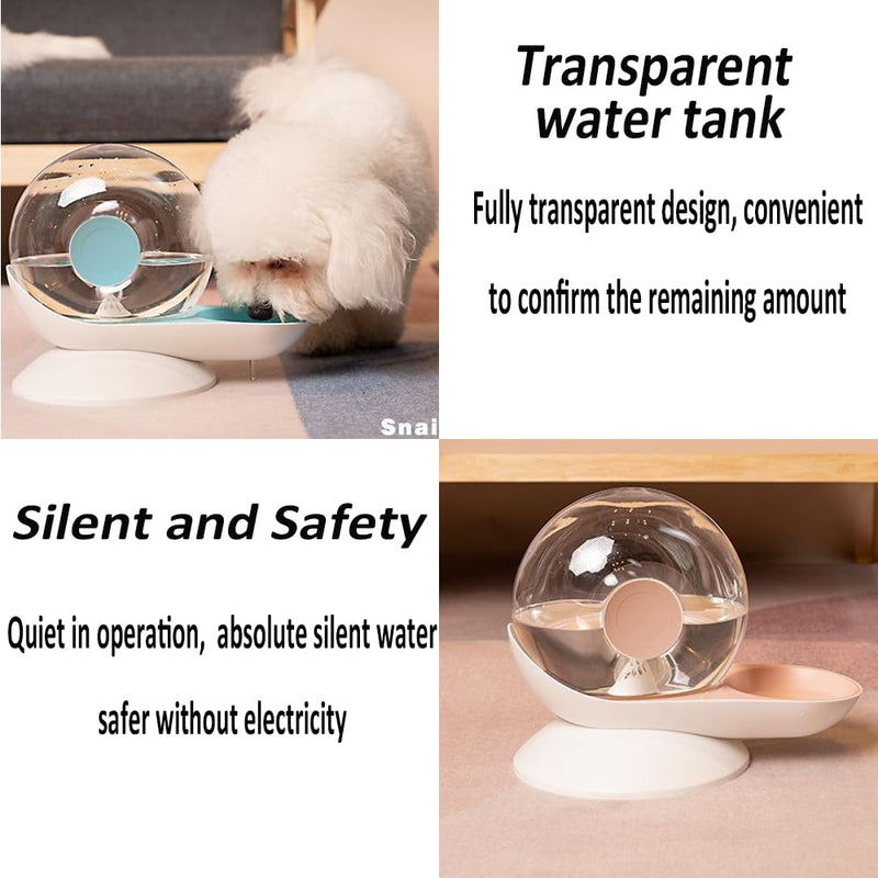 Water Dispenser for Cats and Dogs, 2.8 L Automatic Gravity Pet Drinking Fountain with Filter, Drinker, Self Feeding Station, High Volume (Pink, L) Pink
