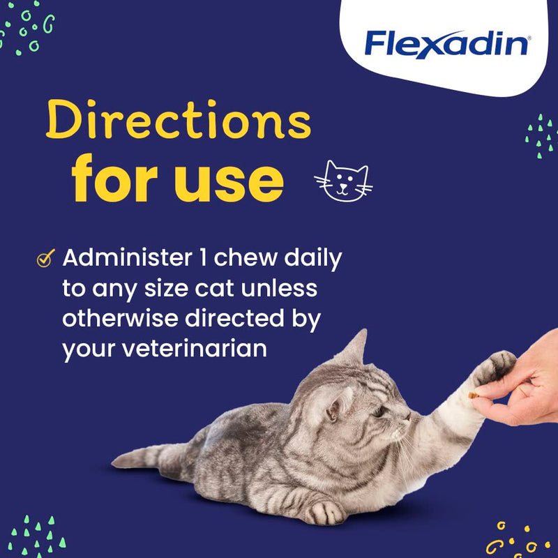 Vetoquinol Flexadin Cat Hip and Joint Support Chew with UC-II, Cat Joint Supplement, Clinically Proven and Veterinarian-Developed Formula for Hip and Joint Support Cats, 30 Count Bag