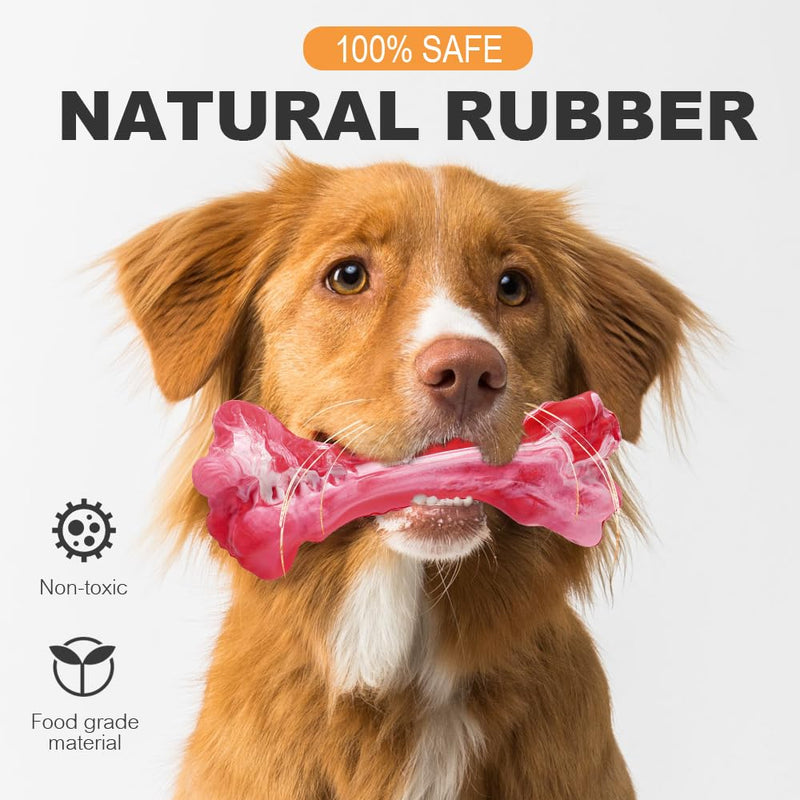 Indestructible Beef Flavored Rubber Dog Bone Chew Toy for Aggressive Chewers - Non-Toxic - 100% Safe Natural Rubber - Food Grade Material - Great for Dental Health - PawsPlanet Australia