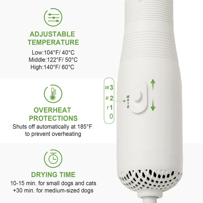 Professional Pet Grooming Dryer Brush – 3-in-1 Dog Blow Dryer with Slicker Brush, Adjustable Temp, Overheat Safe, Salon Quality - PawsPlanet Australia