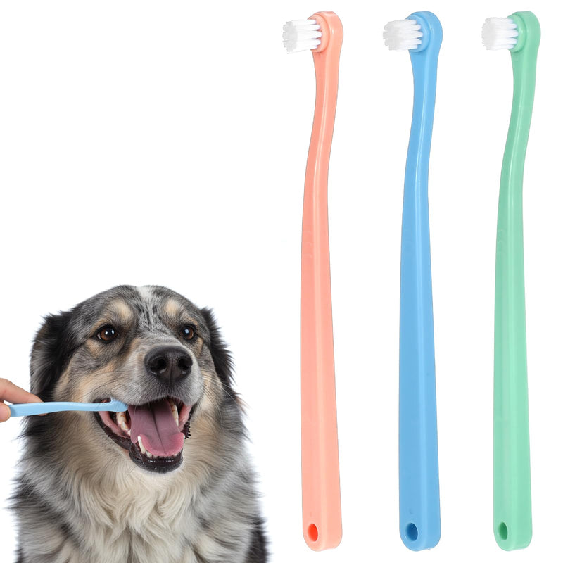 Dog Toothbrush for Small Breeds, 3 PCS Dog Toothbrushes Mini Head Soft Dog and Cat Toothbrush Kit for Puppy Kitten Small Pets Easy Teeth Cleaning & Dental Care (Blue, Pink, Green)