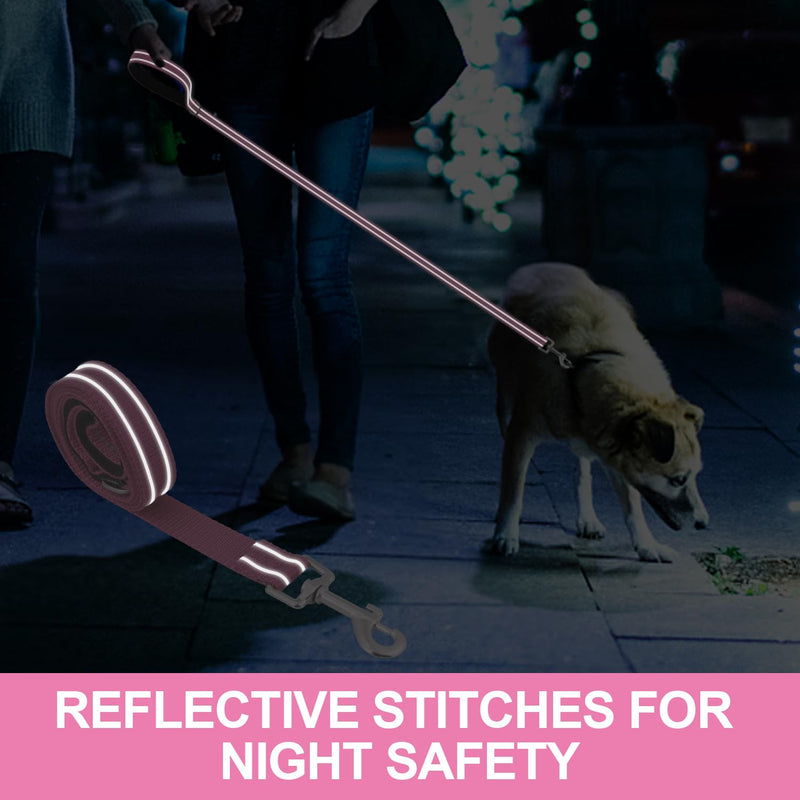 Reflective Nylon Dog Leash for Walking,Strong Dog Leash with Padded Handle for Medium and Large Dogs,6 FT,Hot Pink Hot pink 1" x 6 FT - PawsPlanet Australia