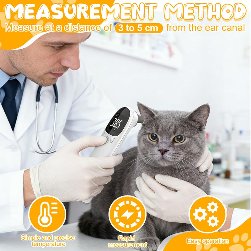 Ear Thermometer for Dogs, Fever Thermometer, Cat with LED Display, 1 Fever Thermometer, Horse, Dog Fever Thermometer, Thermometer for Dogs, Cats, Cows, Ferd and Animals