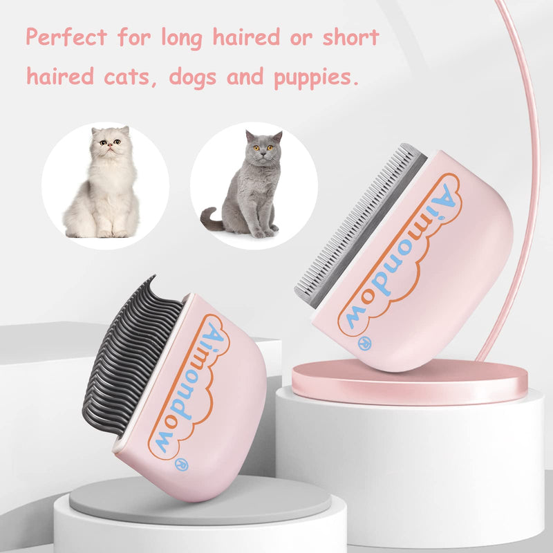 Cat Comb, Cat Brush for Shedding Grooming, Hair Removal Massaging Shell Comb for Cats Dogs Puppy Rabbit Bunny, Easy to Dematting Matted Fur Tangled Hair Undercoat, 2 PCS (Pink) Pink - PawsPlanet Australia