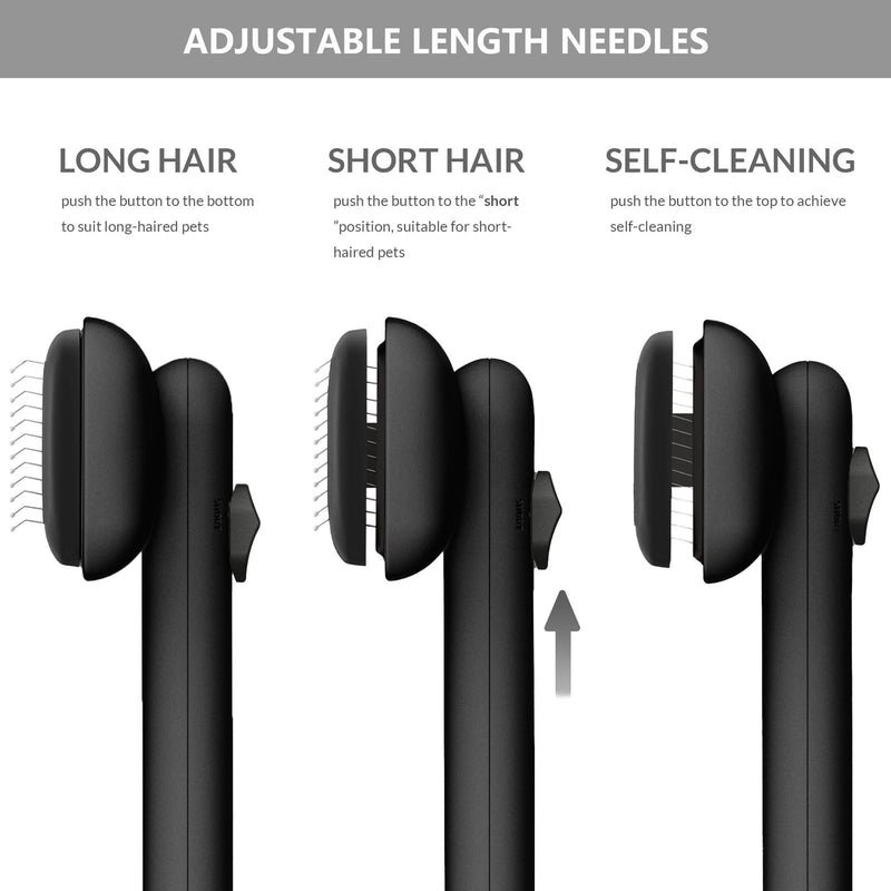 Self Cleaning Shedding Brush Grooming Tool for Long and Short Haired Dogs Cats Deshedding Hair Removal (Black) Black - PawsPlanet Australia
