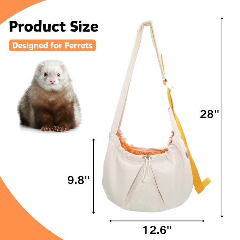 Ferret Sling Carrier - Pet Carrying Bag with Adjustable Strap Hands Free Shoulder Bag Crossbody Travel Slings Soft Small Animal Bonding Pouch Front Backpack for Ferret Rabbit Puppy Kitten (Beige) Beige - PawsPlanet Australia