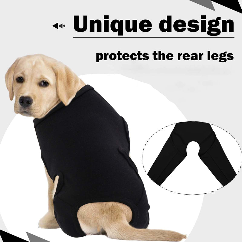 ROZKITCH Dog Surgery Recovery Sleeve Rear Right Left Leg, Pet Prevent Licking Wound Elbow Brace Protector, Dog Recovery Suit Cone Collar Alternative for Sprain ACL CCL Arthritis Joint Care Black XL XL(Chest:24.8-29.9"Back:20.4") - PawsPlanet Australia