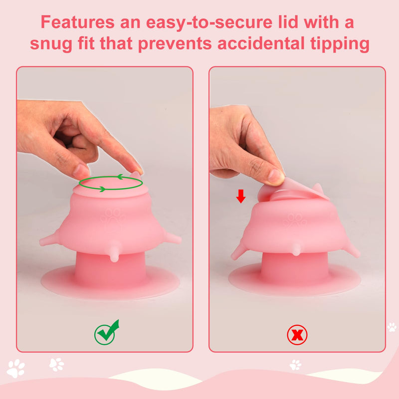 Puppy Milk Feeder,Dispenser Food Grade Silicone with 4 Dummy Nipples 230ml Capacity,Leak Proof Ideal Height Strong Suction,Puppy Milk Feeding Station for Newborn Dogs(Pink) pink - PawsPlanet Australia