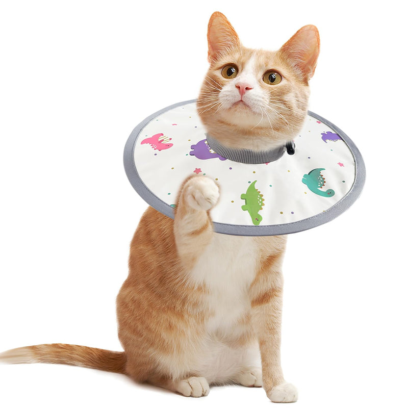 LOS ANDES Cat Recovery Collar, Adjustable Cat Protective Collar Alternative After Surgery, Protect Cat Neck Cones to Stop Licking Wound, Lightweight Elizabethan Collar for Kitten,Puppy M(for Neck 8.7-11.8inch) Dinosaur - PawsPlanet Australia