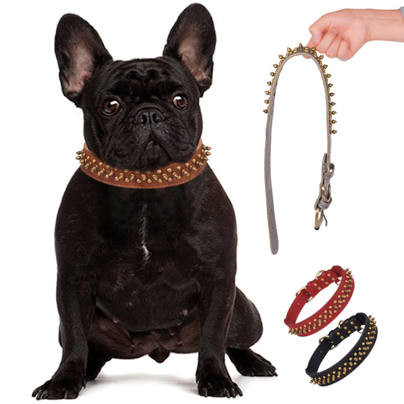 Rhinestone PU Collar for Cats Small Medium Dogs Crystal Bow Dog Collar Rhinestone Streamer Adjustable Dog Collar M brown