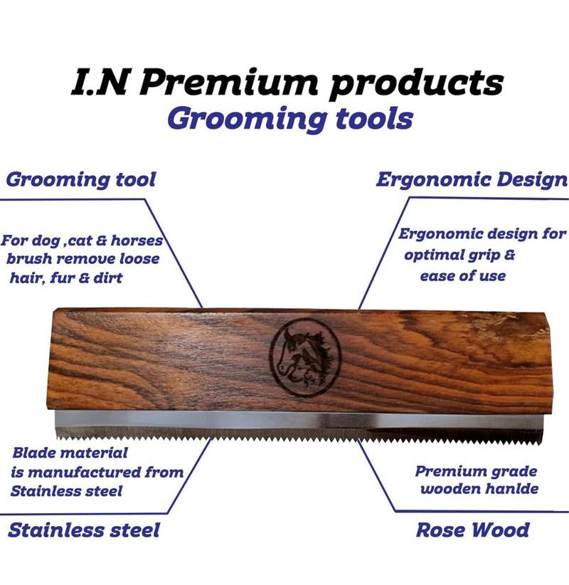Original Deshedding Grooming Tools for Horse, Cats & Dogs Easy Ergonomic Wooden Handle Professional Brush Grooming Tool, Remove painlessly 95 Percent of Lose Hair Fur & Dirt (8 inch) 8 Inch - PawsPlanet Australia