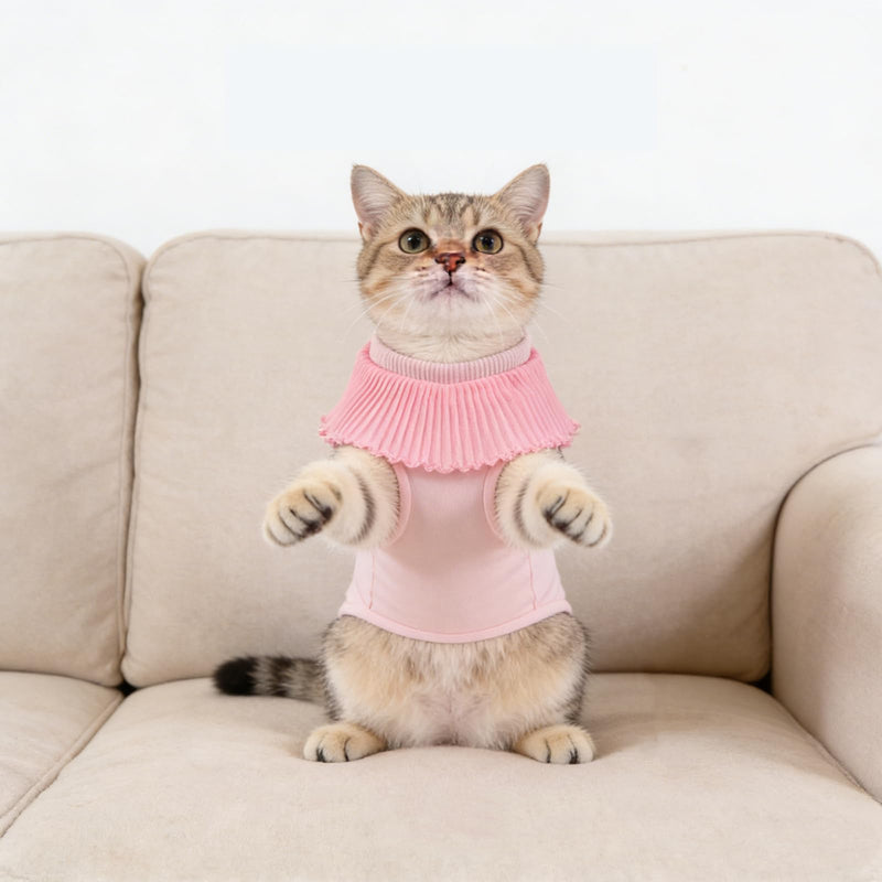 Supvox Cat Recovery Suit Surgical Suit made of Breathable Modal Fabric Elastic Cat Onesie after Pink Postoperative