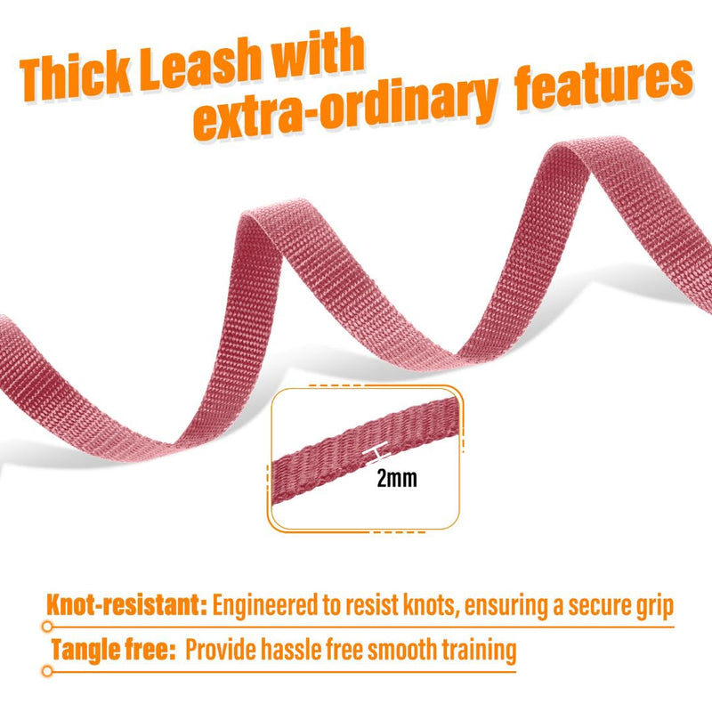 Dog Training Leash - Long Line for Recall & Obedience, Nylon Training Lead with Padded Handle, 15 ft / 20 ft / 30 ft / 50 ft / 100 ft - Long Leash for Dogs Outside, Small/Medium/Large 15ft Pink - PawsPlanet Australia
