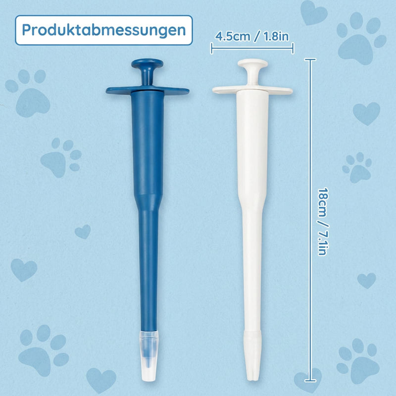 2 Pieces Tablet Dispenser for Cats, Tablet Dispenser for Cats, Tablet Dispenser for Cats, Pill Dispenser for Pets, Pill Launcher for Dogs and Cats, Reusable, Blue and White
