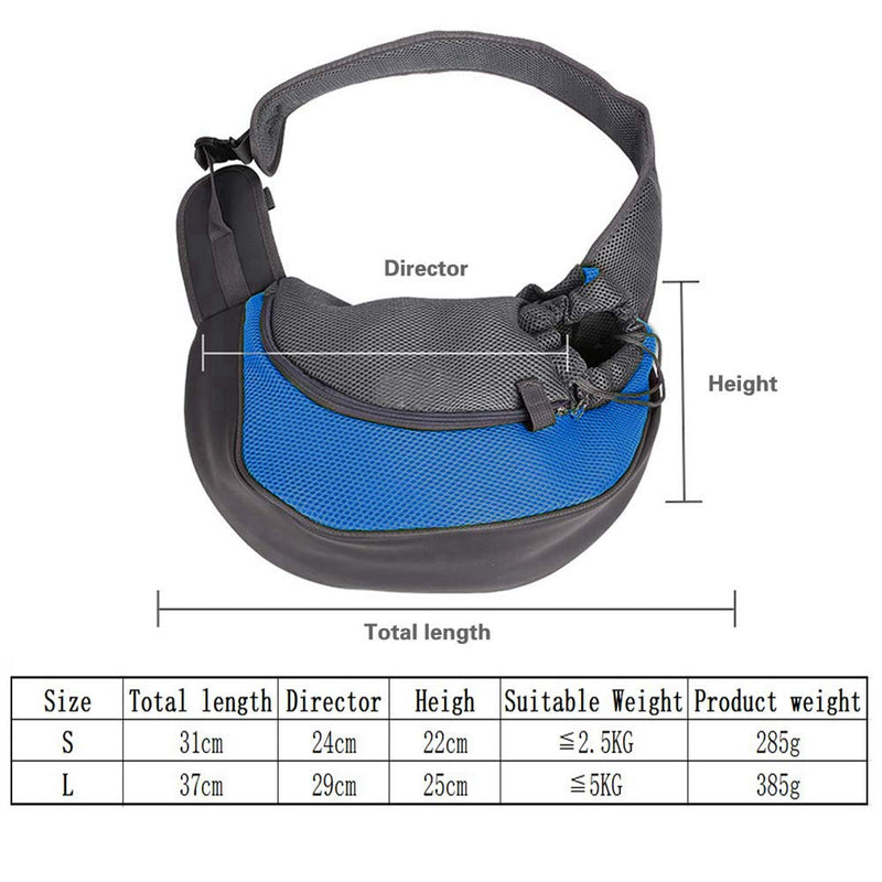 Pet Sling Carrier Bag, Hand-Free Dog Cat Outdoor Travel Shoulder Bag with Adjustable Strap& Zipper L(up to 5 kg) Red-a