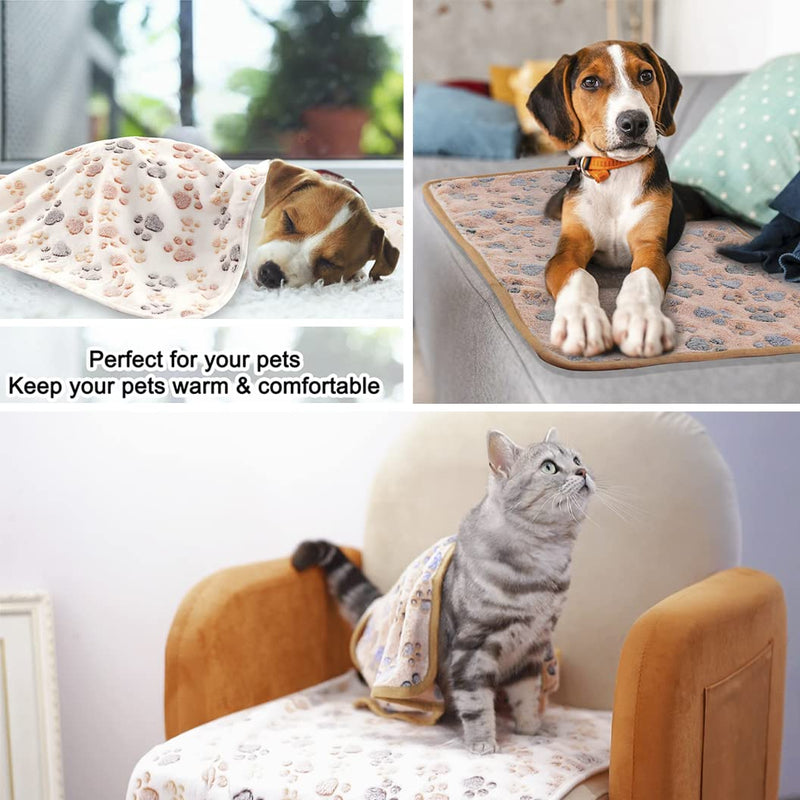 3 Pack Cat and Dog Blanket Soft & Warm Fleece Flannel Sleep Mat, Great Pet Throw for Puppy, Cats, Small, Medium & Large Dogs(Large 40" x 30") Brown/Pink/White large (40"*30") - PawsPlanet Australia