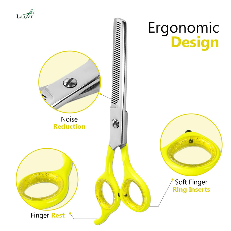 Laazar Dog thinning shears for dogs - Sharp Stainless Steel Blades with Colorful Handles, Safe and Easy-to-Use With Beautiful results, Long Lasting dog grooming thinning shears - PawsPlanet Australia