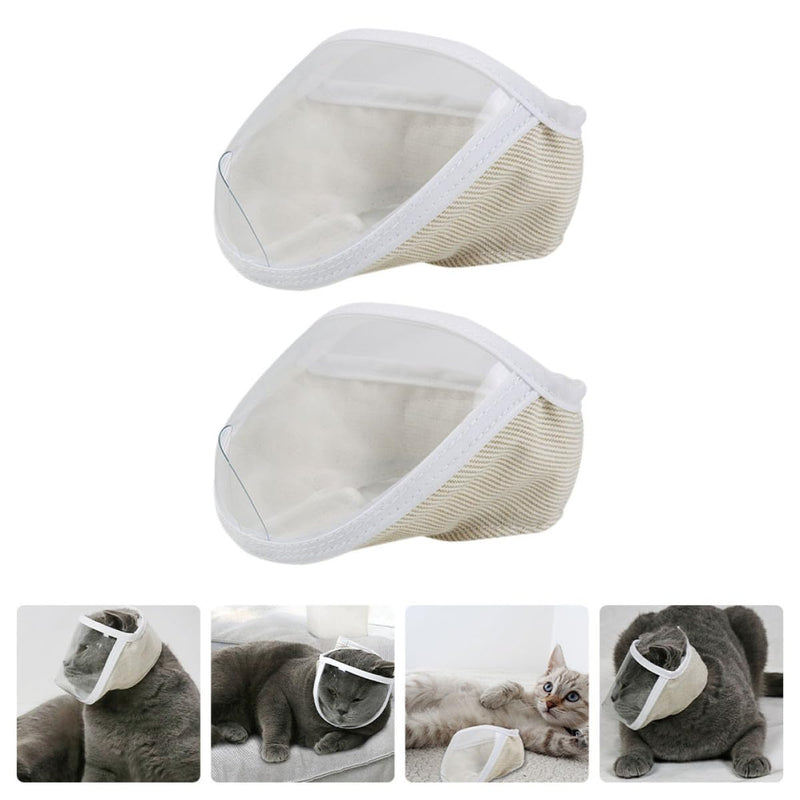 Garneck 2-Pack Portable Cat Muzzles Made of Breathable Polyester, Washable, Practical Grooming Muzzle for Cats and Kittens for Home Use and Injections