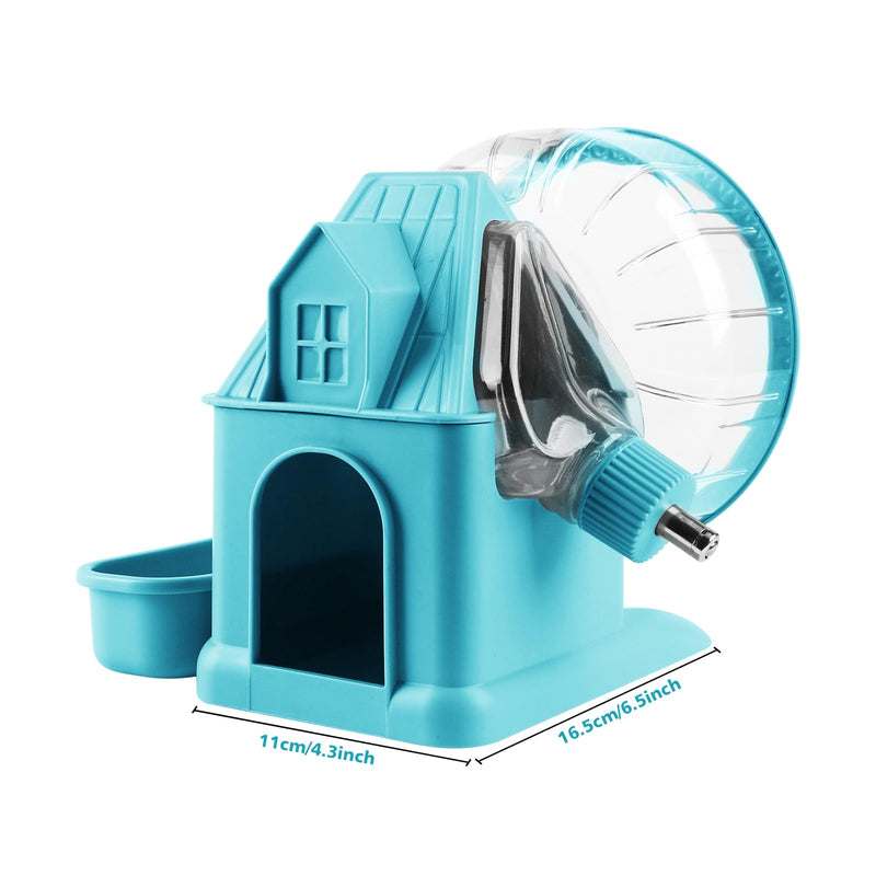 Silent Hamster Wheel 7Inch Multifunctional Hamster Wheel Quite Running Spinner Wheel Accessories with Food Bowl Water Bottle for Hamsters Dwarf Gerbil Hedgehog Chinchilla (Blue) Blue - PawsPlanet Australia