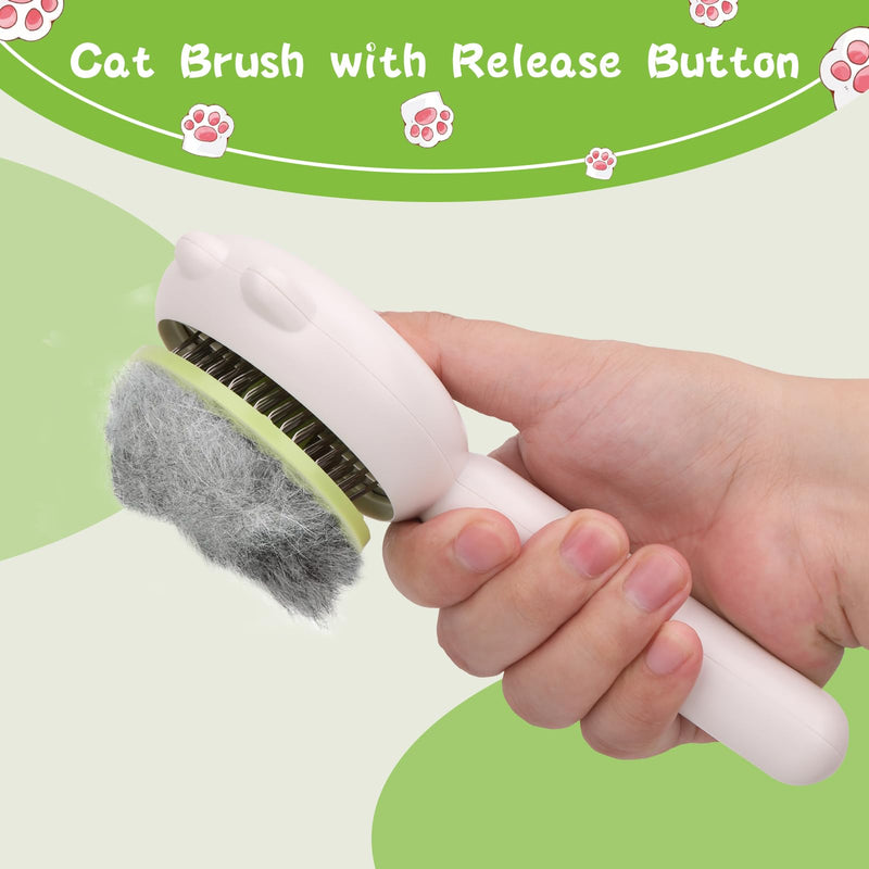 Cat Hair Cleaner Brush, Self-Cleaning Pet Brush with Release Button, Circular Cut Hole Nail Clippers for Indoor Cats (Green) Green - PawsPlanet Australia