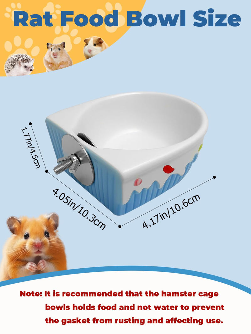 Chinchilla Food Bowl Ceramic Guinea Pig Cage Feeder Hanging Bunny Food Dish Small Animal Feeding Bowls for Syrian Hamster Ferret Gerbils (Blue) Blue - PawsPlanet Australia