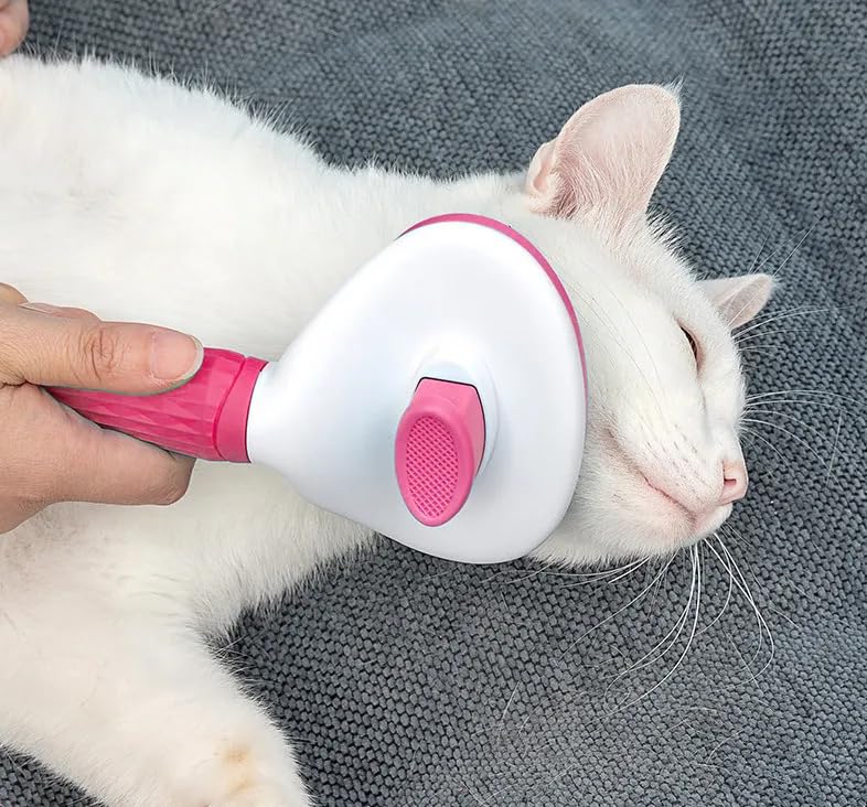 Dog & Cat Brush, Soft Self Cleaning Slicker Brush, Skin-Friendly Upgraded Dog Brush for Shedding, Massaging, and Grooming – Perfect for Long & Short Coats (Pink) Pink - PawsPlanet Australia